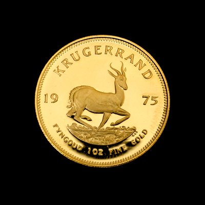 Krugerrand - slavná jihoafrická zlatá mince od Hippolyte Lalaise Devéria