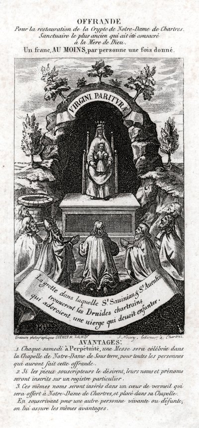 Panna Maria uctívaná Druidy. cca 1850 (rytina) od . .