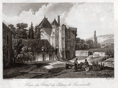 Hrad Tancarville. cca 1840 (rytina) od . .