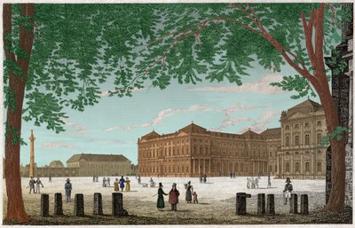 Rezidence Wurzburg, hrad princů Eveques en Bavaria. ca. 1850 (rytina) od . .
