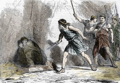 Sebevražda Nerona, 9. června 68. 19. století (rytina) od . .