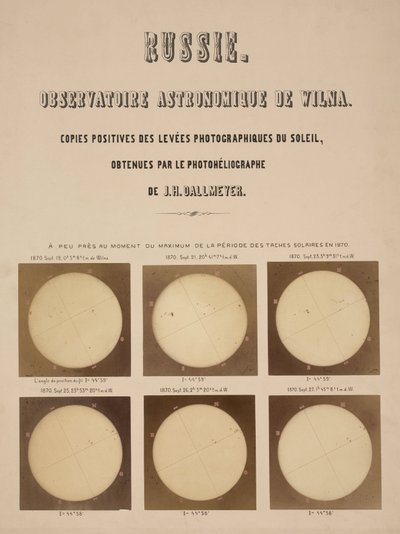Slunce, fotografováno Dallmeyerovým heliografem, Vilnius, Litva od Frederick (attr. to) Barnard