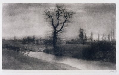 "Zimní krajina: osamělý strom u ohybu řeky" od Ferdinand Georg Waldmuller