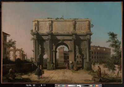 Pohled na Konstantinův oblouk s Koloseem od Canaletto