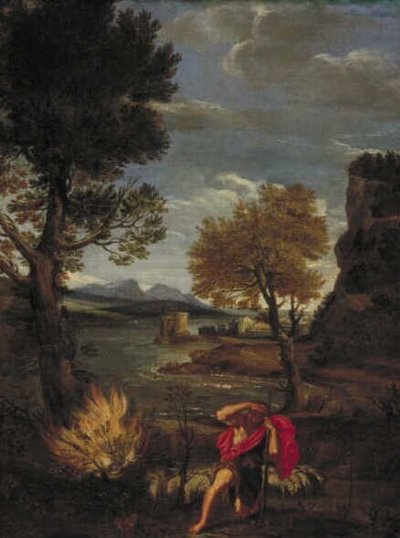 Krajina s Mojžíšem a Hořícím keřem od Domenichino