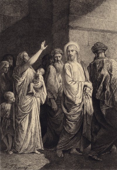Žena oslavuje Ježíše od after Albert Robida
