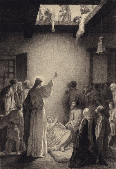 Kristus uzdravuje člověka postiženého obrnou od after Albert Robida