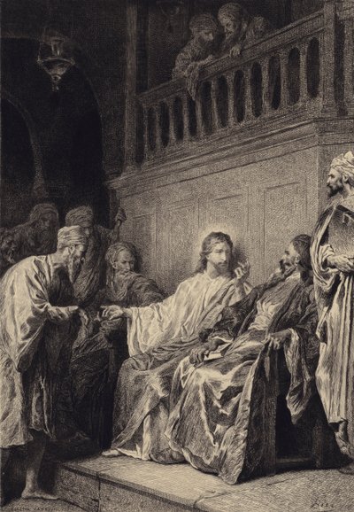 Kristus uzdravuje muže s uschlou rukou od after Albert Robida