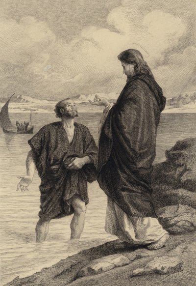 Ježíš a svatý Petr od after Albert Robida
