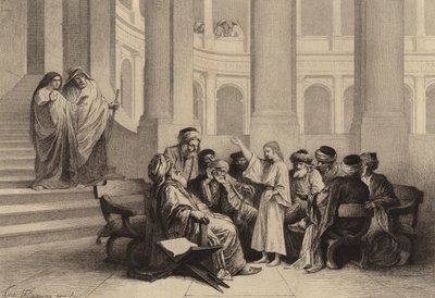 Ježíš uprostřed lékařů od after Albert Robida