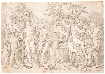 Zadní kanál u sudu s vínem od after Andrea Mantegna