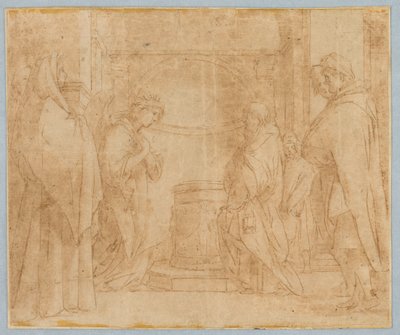 Kopie po Zvěstování anděla Zachariášovi od after Andrea del Sarto