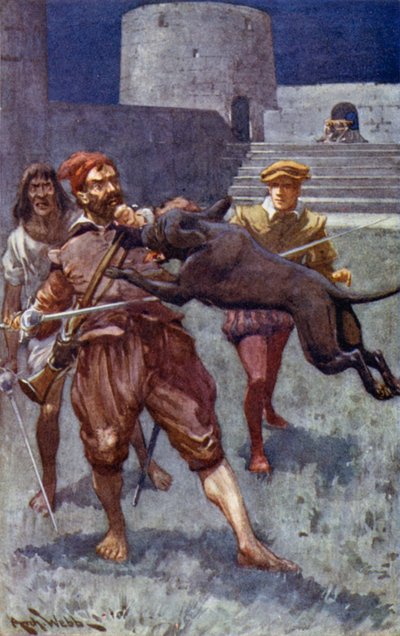 Námořník zvedl levou ruku, aby útok odrazil. od after Archibald Bertram Webb