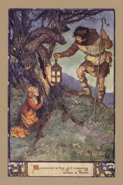 Objevil malou dívku krčící se pod trnem od after Charles Edmund Brock