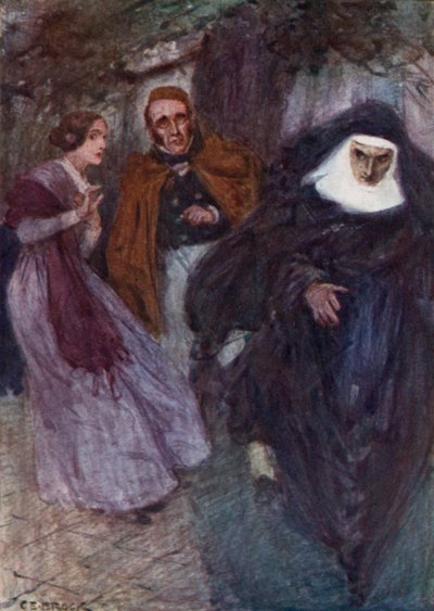 Lucy Snowe a Paul Emanuel ve školní zahradě od after Charles Edmund Brock