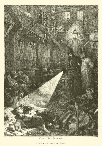 Newport Market v noci od after Charles J. Staniland