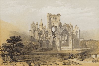 Melrose Abbey, z východu (chromolitho) od after David Roberts