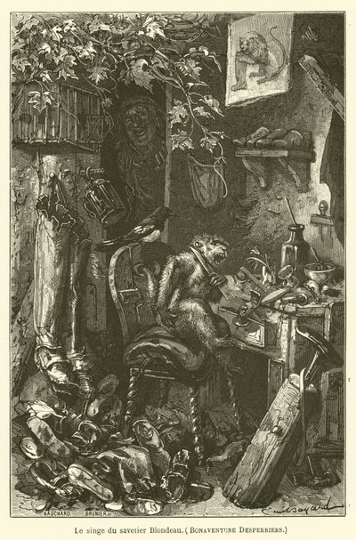 Le singe du savetier Blondeau, Bonaventure Desperriers od after Emile Antoine Bayard