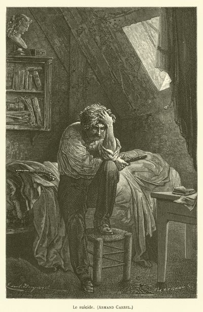 Le suicide, Armand Carrel od after Emile Antoine Bayard