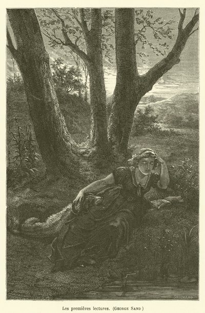 První čtení, George Sandová od after Emile Antoine Bayard