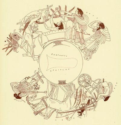 Herakles a Eurystheus, ilustrace z Greek Vase Paintings od J. E. Harrisona a D. S. MacColl, publikovaná v roce 1894 (digitálně vylepšený obrázek) od after English School