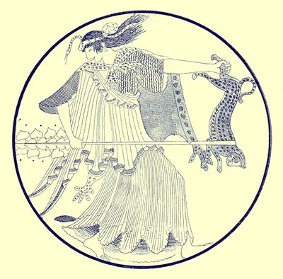 Maenad, ilustrace z Greek Vase Paintings od J. E. Harrisona a D. S. MacColl, publikovaná 1894 (digitálně vylepšený obrázek) od after English School