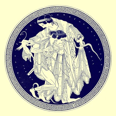 Peleus a Thetis, ilustrace z Greek Vase Paintings od J. E. Harrisona a D. S. MacColl, publikovaná v roce 1894 (digitálně vylepšený obrázek) od after English School