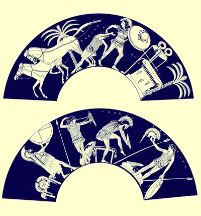 The Death of Troilos, ilustrace z Greek Vase Paintings od J. E. Harrisona a D. S. MacColl, publikovaná v roce 1894 (digitálně vylepšený obrázek) od after English School