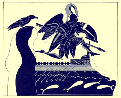 The Ghost of Patroklos, ilustrace z Greek Vase Paintings od J. E. Harrisona a D. S. MacColl, publikovaná v roce 1894 (digitálně vylepšený obrázek) od after English School
