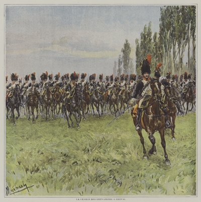 Útok koňských granátníků od after Felicien baron de Myrbach-Rheinfeld