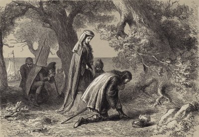 Thorfinn a Gudrid na pobřeží Vinelandu od after Felix Octavius Carr Darley