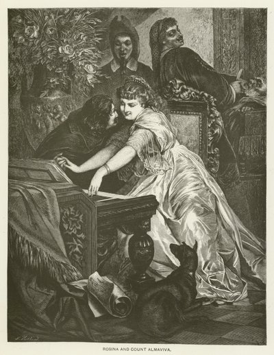 Rosina a hrabě Almaviva od after Ferdinand Keller