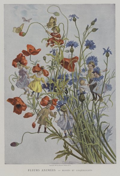 Anime Fleurs. Bleuets et Coquelicots. (Animované květiny: chrpy a máky) od after Firmin Bouisset