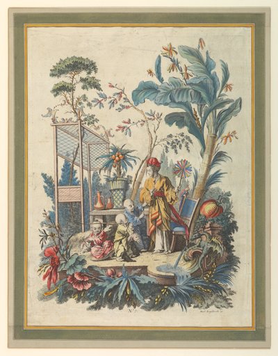 Deska 7 souboru scén čínského žánru od after Francois Boucher