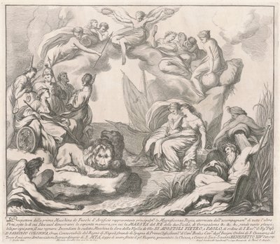 Prima Macchina pro Čínu z roku 1741: Alegorie královské velkoleposti od after François Hutin Miguel de Sorellò