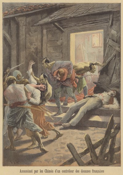 Vražda francouzského celního úředníka Číňany od after Frederic Theodore Lix