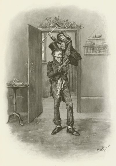 Bob Cratchit a Tiny Tim od after Frederick Barnard
