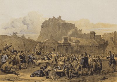Greyfriars Churchyard, podepsání smlouvy (chromolitho) od after George Cattermole