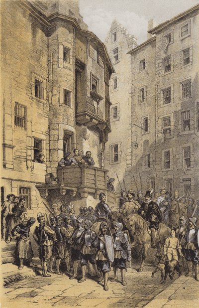 West Bow, Edinburgh (chromolitho) od after George Cattermole