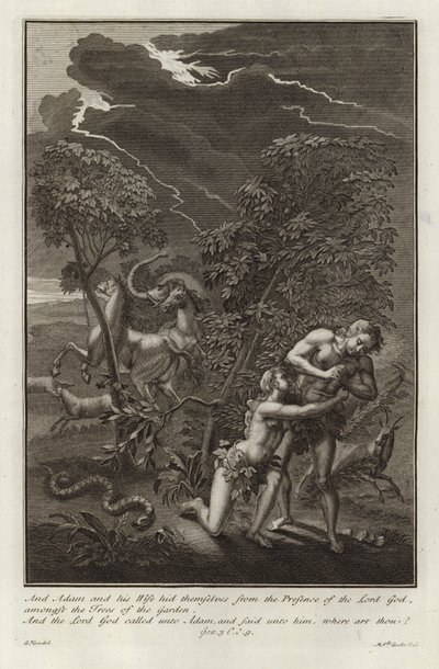 Adam a Eva, Pád od after Gerard Hoet