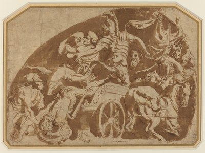 Let Meriones, přičemž mrtvý Coeranos byl vytažen z vozu od after Giulio Romano