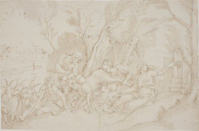 Jupiter kojený kozou Amaltheou od after Giulio Romano