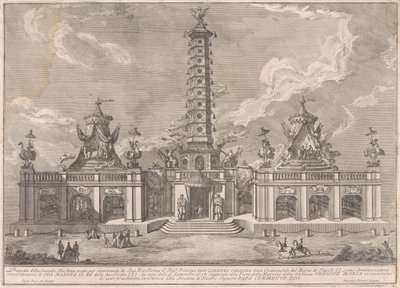 Seconda Macchina pro Čínu z roku 1758: Porcelánová věž v Nanjingu od after Giuseppe Palazzi attritbuted to Giuseppe Pozzi after Paolo Posi