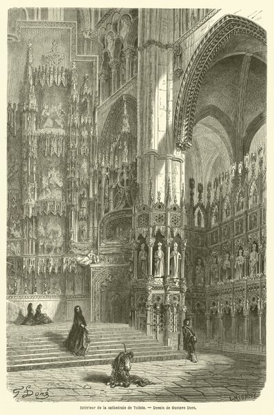 Interiér katedrály de Tolede od Gustave after Dore