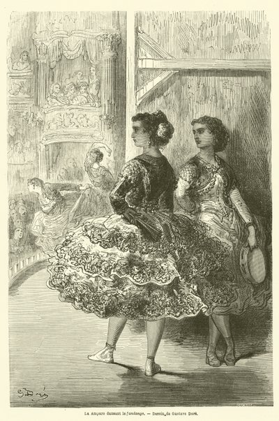La Amparo tančí fandango od Gustave after Dore