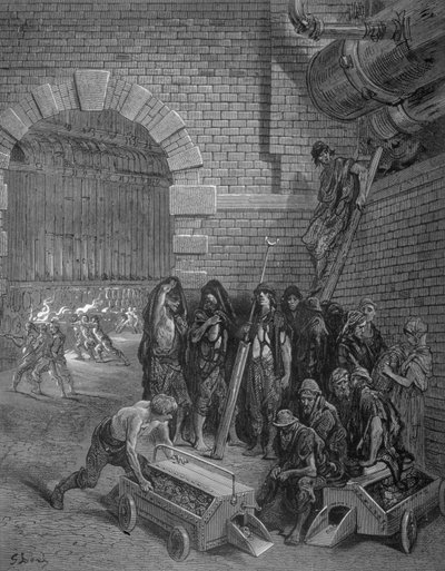Lambeth Gasworks, z Londýna, pouť, napsal William Blanchard Jerrold (1826-84), hospoda. 1872 od Gustave after Dore