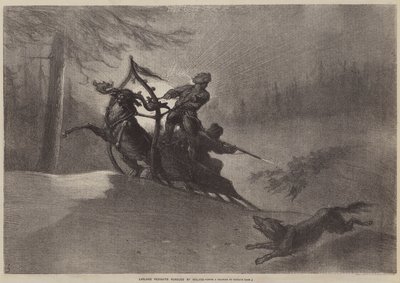 Laponští rolníci pronásledovaní vlky od Gustave after Dore
