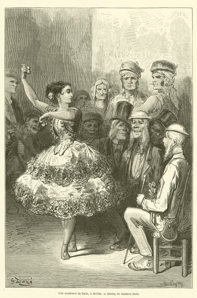 Taneční akademie v Seville od Gustave after Dore