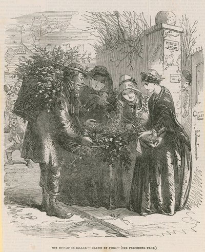 Prodejce jmelí (rytina) od after Hablot Knight Browne
