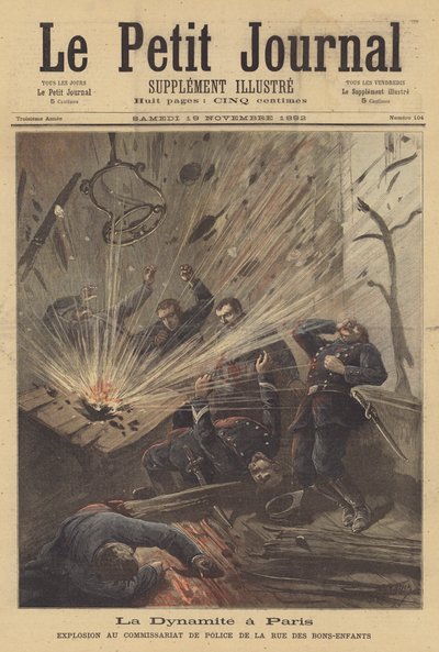 Anarchistický bombový útok na pařížskou policejní stanici od after Henri Meyer